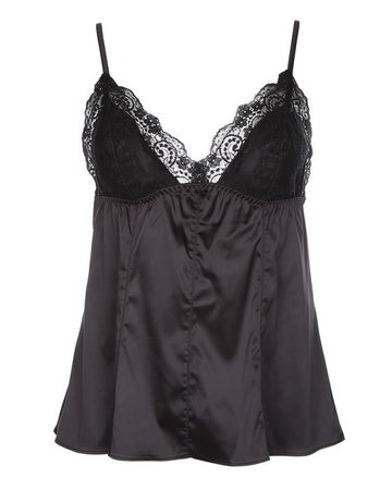 DKNY BLACK LACE CAMISOLE STRAP TOP - M
