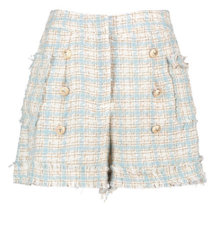 Boucle Gold Button Tailored Shorts