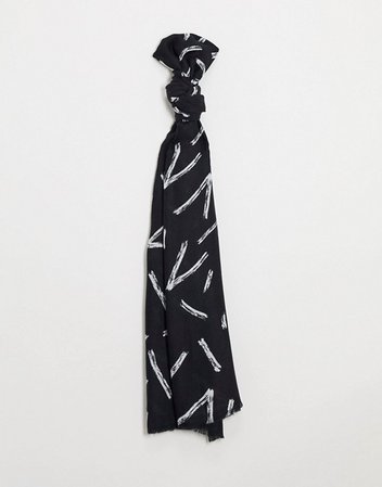 ASOS DESIGN lightweight scarf with raw edge in abstract print | ASOS
