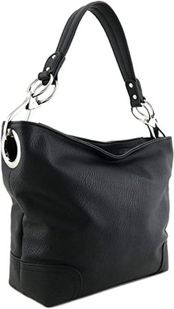 Amazon.com: Women's Hobo Shoulder Bag with Big Snap Hook Hardware (Black): Shoes