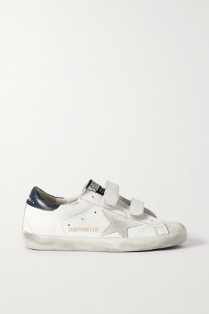 Old School Distressed Leather Sneakers - White