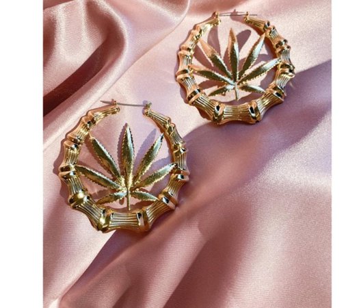 weed plant bamboo earrings