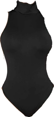 black sleeveless turtleneck bodysuit