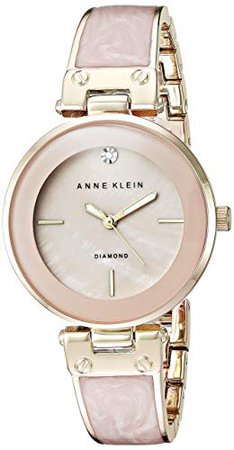 Anne Klein AK/2512LPGB Diamond-Accented Bangle Watch