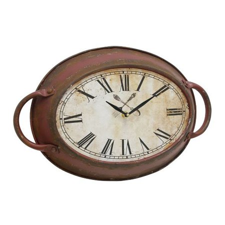 16.5" X 10.6" Oval Metal Wall Clock Red - Stonebriar Collection : Target
