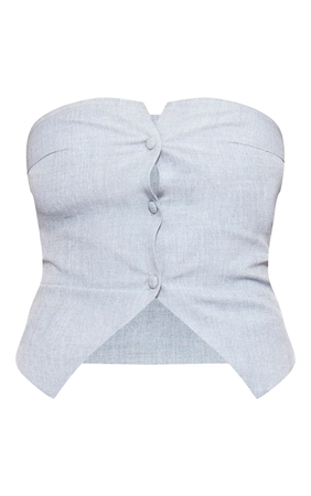 Grey Woven Bandeau Button Up Top $45