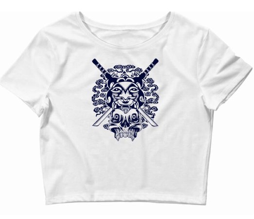 samurai white cropped t-shirt