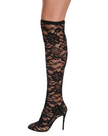 Dolce & Gabbana Stretch-Lace Over-The-Knee Boot | Neiman Marcus
