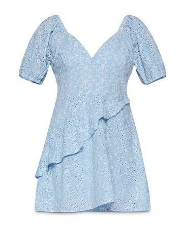 BCBGENERATION Cotton Eyelet Mini Dress | Bloomingdale's blue