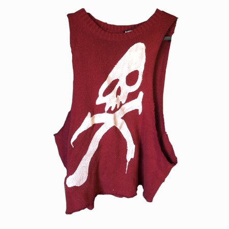 RARE (1 of 1) Plagueround punk skeleton red maroon... - Depop