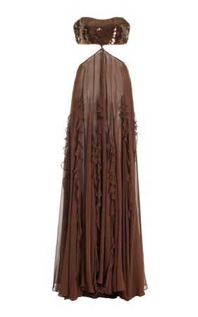 Francesca Ruffled Sequined Silk Chiffon Maxi Dress By Francesca Miranda | Moda Operandi