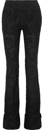 Wool-blend Lace Flared Pants - Black