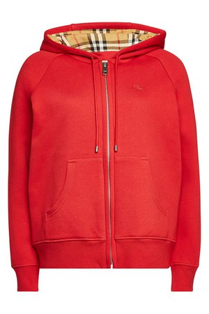 Burberry - Cotton Zipped Hoody - red