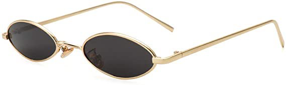 Amazon.com: MEETSUN Vintage Oval Sunglasses Small Metal Frames Designer Gothic Glasses (BLACK GRAY): Clothing