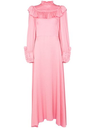 Shop pink The Vampire's Wife Firefly ruffled silk maxi dress with Express Delivery - Farfetch