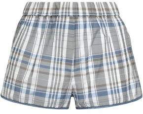 Bead-embellished Checked Cotton-blend Shorts