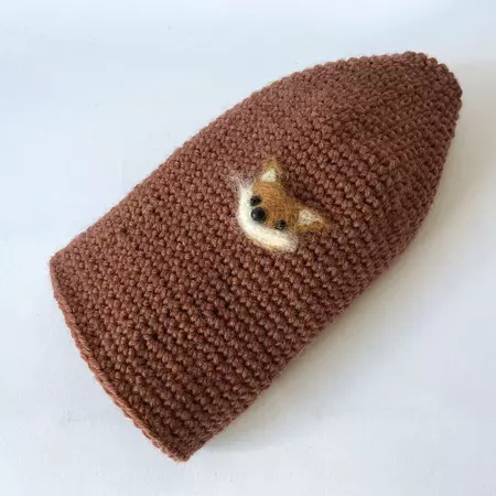 Crocheted Brown Fox Wool Hat Made of Organic Wool, Felted Fox on a Fishing Hat, Brown Crochet Hat With Animal Motif, Handmade Unique Hat - Etsy Greece