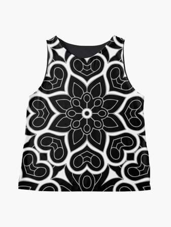 "Black and White Flower Hearts" Sleeveless Top by roseglasses | Redbubble