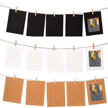 Amazon.com : GooGou DIY Paper Photo Frame Wall Deco with Mini Clothespins and String Fits 4"x 6" Pictures for College, Home, Dorm Room, Office(30 pcs) : Baby