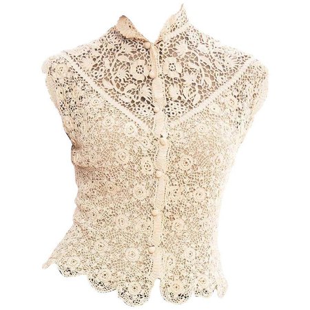1890S Lace Victorian Irish Crochet Top For Sale at 1stDibs