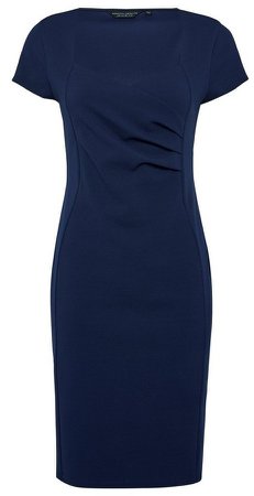 **Navy Wrap Ruched Bodycon Dress
