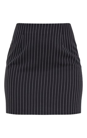 Black Woven Pinstripe Mini Skirt | Co-Ords | PrettyLittleThing