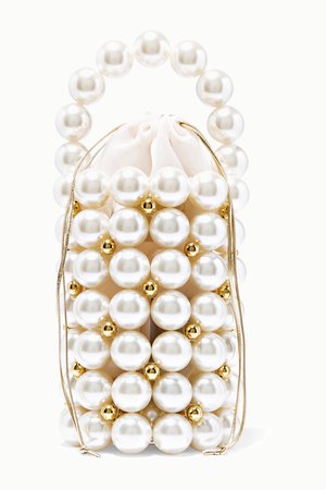 White Comino faux pearl and gold-tone beaded tote | Vanina | NET-A-PORTER