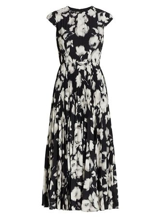 Shop Jason Wu Collection Abstract-Print Pleated Midi-Dress | Saks Fifth Avenue