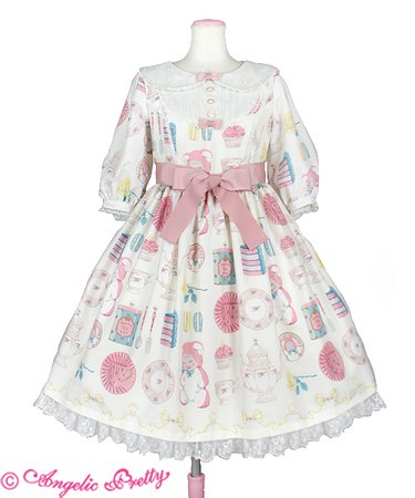Angelic Pretty - Doll's Tea Party White OP+ Headdress - One Piece - Lace Market: Lolita Fashion Sales