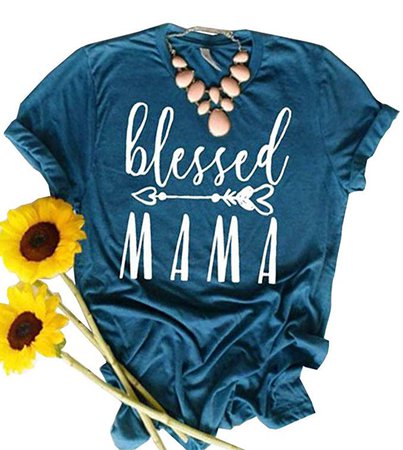Amazon.com: JINTING Blessed Mama Tee Shirt for Women Blessed T Shirt Top Tee with Saying Mama Gifts Shirts: Clothing