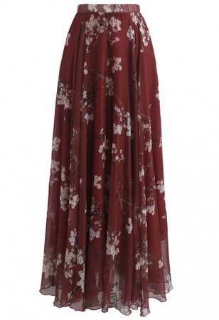 Water Color flowing skirt Wine Color