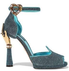 Bette Embellished Glittered Metallic Leather Sandals