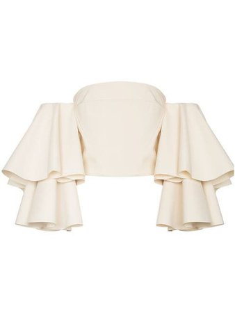 Solace London Caia off-the-shoulder ruffle sleeve top