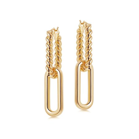 gold radial ovate drop hoop earrings