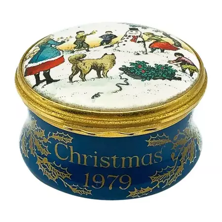 Vintage Bilston and Battersea Enamel Christmas Box 1979 For Sale at 1stDibs