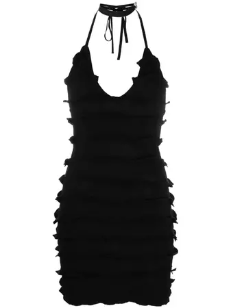 Blumarine ruffled-detail Halterneck Mini Dress - Farfetch