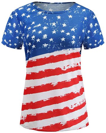 Amazon.com: Franterd Women Top American Flag Shirt 4th of July Patriotic USA Flag Stripe Stars Short Sleeve Tee Tank Top Blouse Red: Clothing
