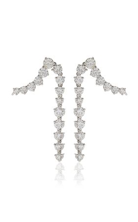 14k White Gold Climber Drop Diamond Earrings By Vrai | Moda Operandi