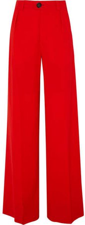 Wool-blend Wide-leg Pants - Red
