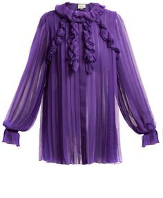 (6) Pinterest - Gucci Pleated ruffle-trimmed silk-chiffon blouse | Can you say PURPLE?!