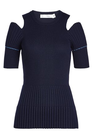 Ribbed Wool Top with Open Shoulders Gr. 2