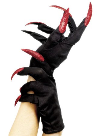 Black Gloves with Fingernails | Women's Black Halloween Gloves