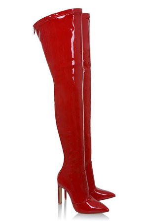'INAMORATA' Red Vegan Leather Over-The-Knee Boot