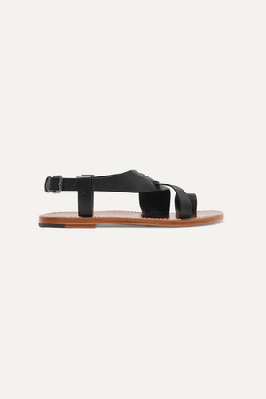 Woven Leather Sandals - Black