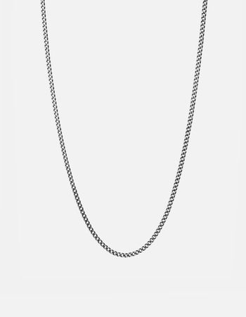 3mm Cuban Chain Necklace, Sterling Silver - Oxidized Brushed / 24 in.