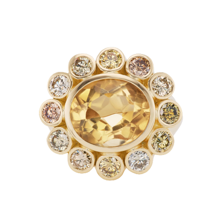 Brent Neale - One-of-a-Kind Oval Citrine Gypsy Wildflower with Champagne Diamonds
