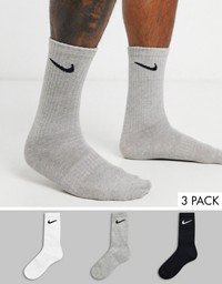 Nike Essential stripe 3 pack socks in white with blue logo | ASOS