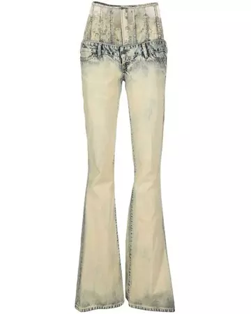DIESEL Lace-high-waist Flared Jeans in Natural | Lyst
