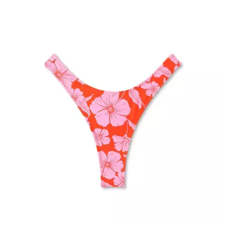 Women's Extra High Leg Ultra Cheeky Bikini Bottom - Wild Fable™ Orange/pink Tropical Print : Target