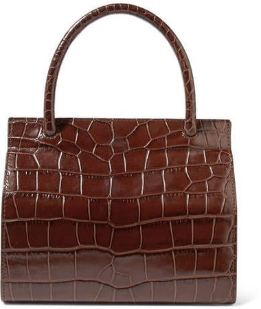 BY FAR - Val Croc-effect Leather Tote - Dark brown